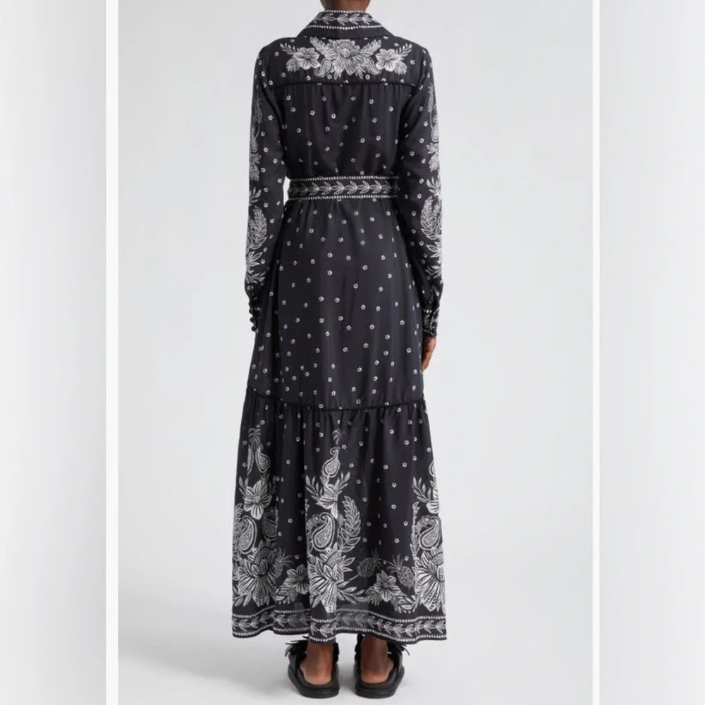NWT $275 Farm Rio Paisley Bloom Long Sleeve Dress, PAISLEY BLOOM BLACK, XS + M! - Picture 2 of 7